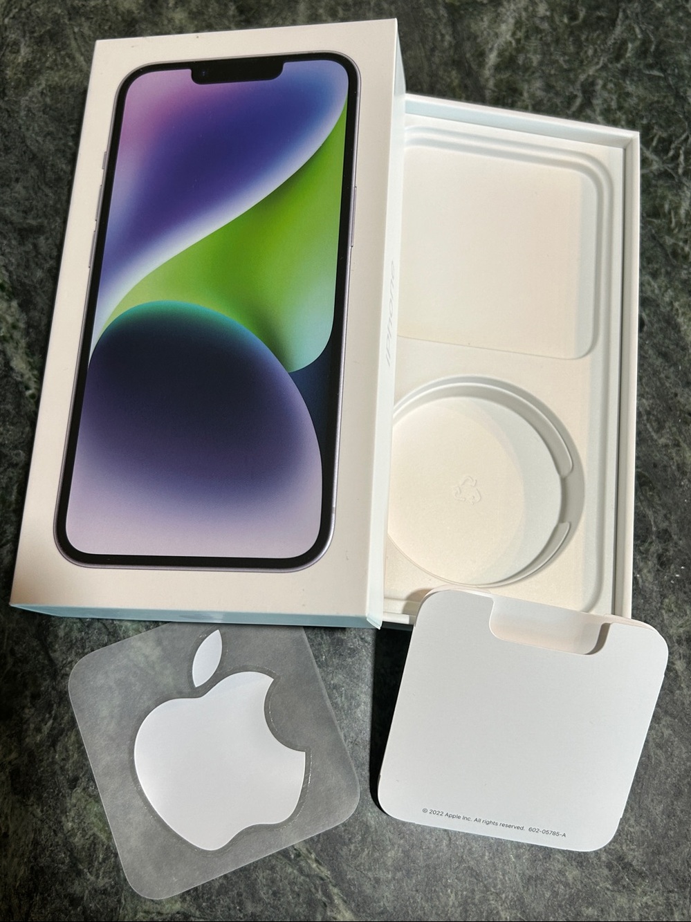 Apple iPhone 14 White Packaging Inserts and Logo Sticker- Empty Box only-